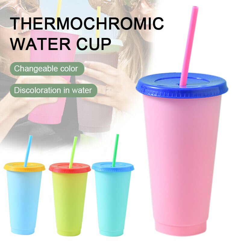 Reusable Plastic Temperature Color Changing Cold Cup Summer Drink Water Mug Cup Kitchen,Dining & Bar FP8