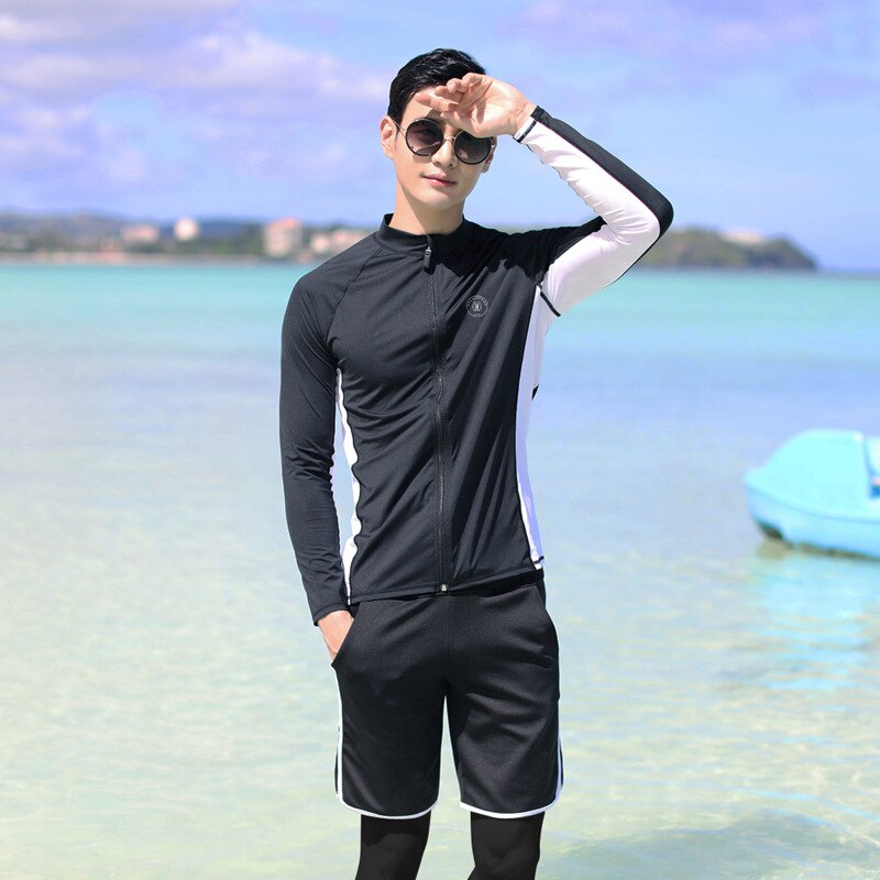 Vrouwen Lange Mouw Rashguard Badpak Sport Fitness Pak 5 Pc/sets Voor Yoga Running Yoga Jogging Surf Activiteiten Trainingspak: Men 3pcs set / XXXL