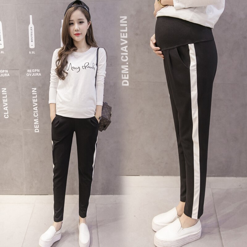 otoño primavera premamá Deporte Pantalones elásticos de la cintura del vientre Pantalones Casual ropa para mujeres embarazadas pantalones de embarazo