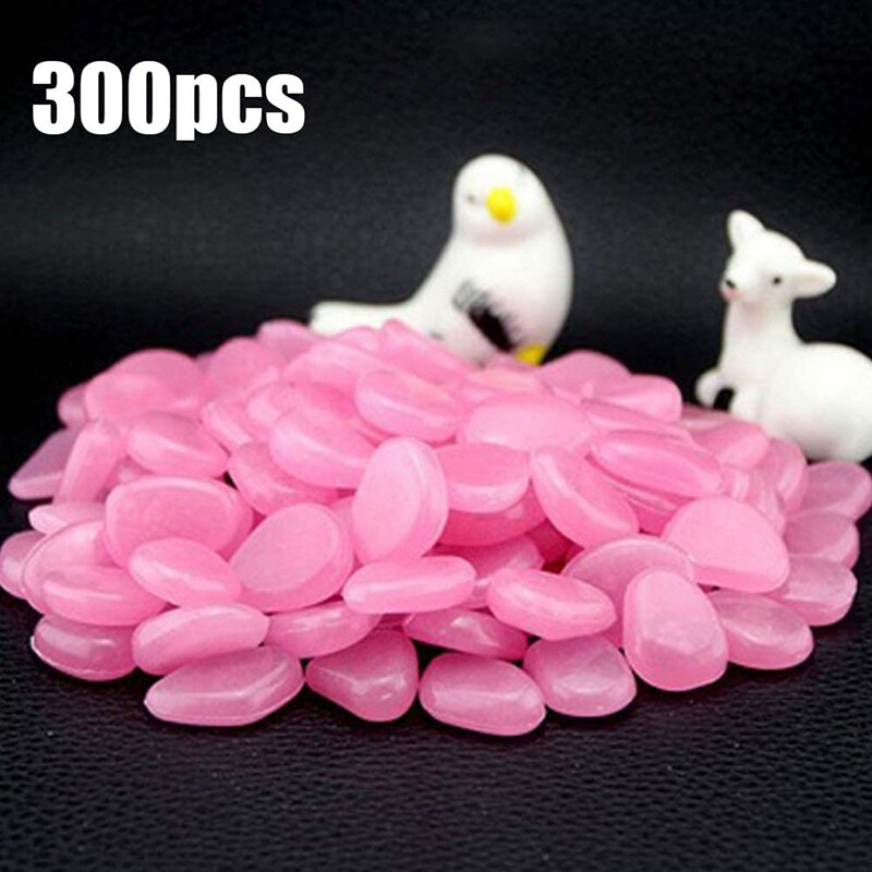 300 stuks lichtgevende tuinkiezels, lichtgevende stenen voor tuinpad, bloempot, aquarium, tuindecoratie, lichtgevende stenen: Roze