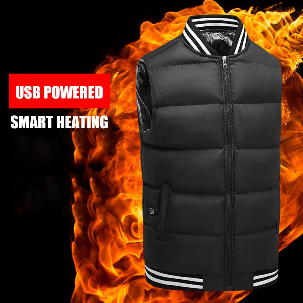 Black USB Thermal Electric Vest Heated Body Warmer Clothing Physiotherapy Jacket Heated Warm Winter Heated Pad