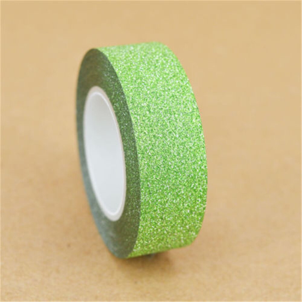 5m diy selvklæbende glitter washi papir scrapbooking tape klistermærker bryllupsfødselsdag festival dekorationer håndværk papir: Grøn