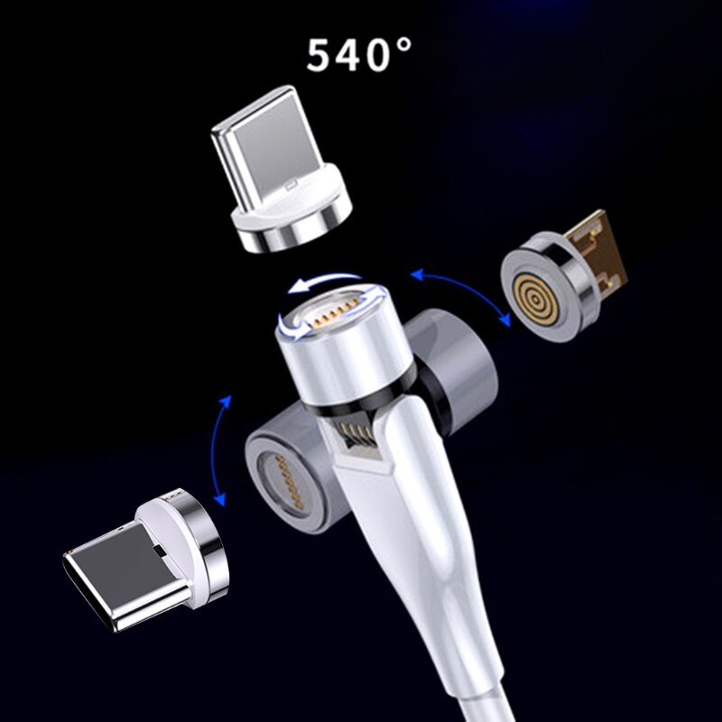 3A Magnetische 360 ° + 180 ° Rotation USB Schnelle Ladekabel Typ C Micro Ladegerät Kabel AXYF