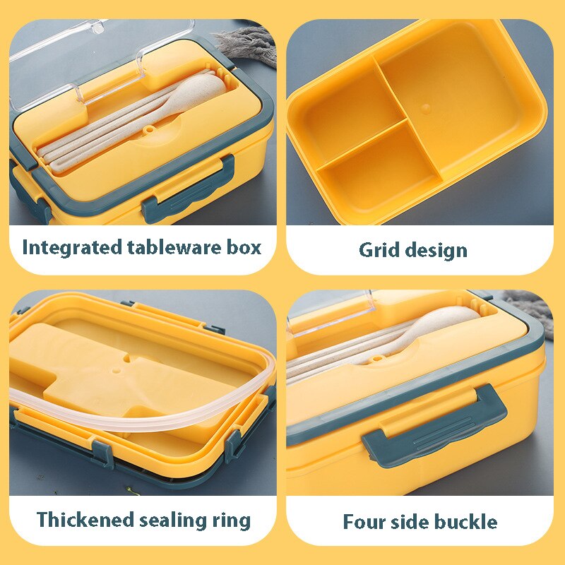 Bento Box Japanese Style Student Food Container Wheat Straw Material Leak-Proof Portable Square Lunch Box With Compartment