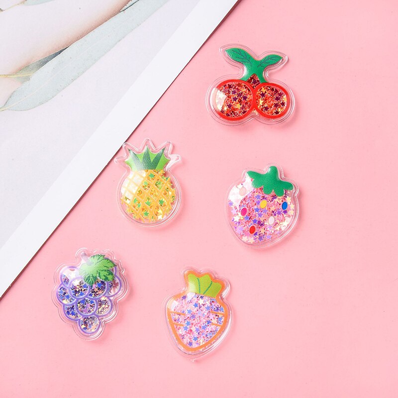 20Pcs Lucency PVC Fruit Quicksand Sequins Scrapbook Patch DIY Craft Supplies Sewing Girls Handmade Hair Tie Hairpin Accessories