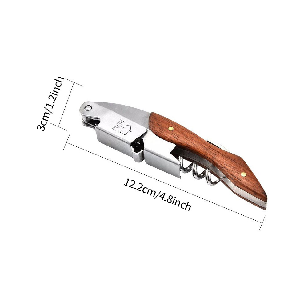 Wijnopener van roestvrij staal, kelnerskurkentrekker, leren etui, bierflesopener en foliesnijder voor wijnliefhebbers