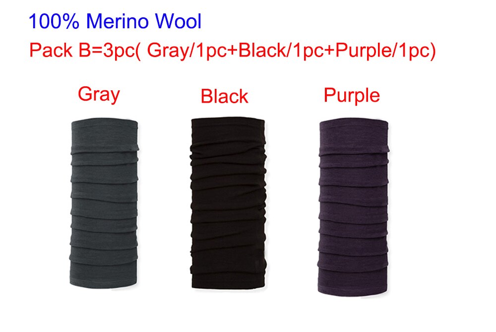 100% Merino Wool Neck Gaiter Lightweigh 3-Pack Women Men 100% Merino Wool Neck Gatier Ring Wrap Wicking Warm Wool Cover& Scarf: Pack B