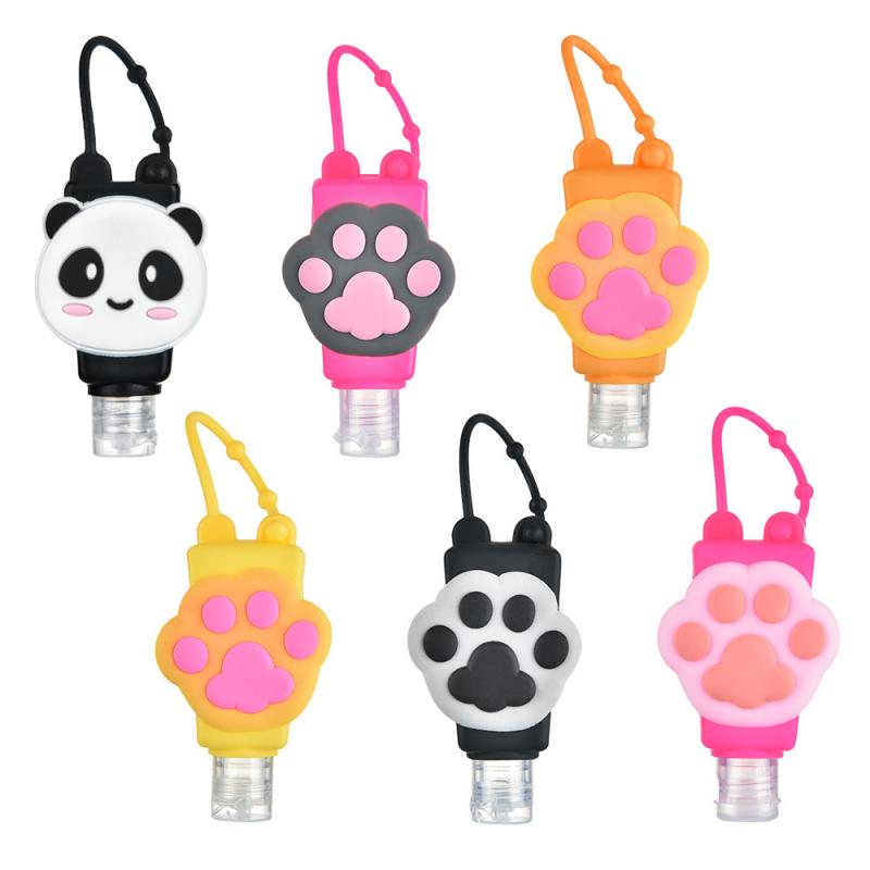 6pcs cartoon silicone portable bottle cute cartoon images decoration bag decoration lovely and practical: 01 6pcs