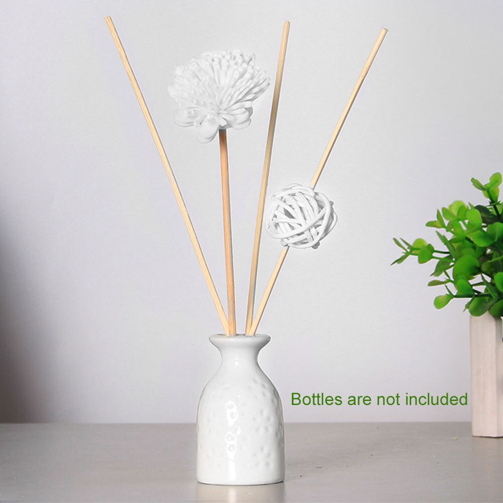 4 stk tre bryllup parfyme rotting kunstig blomst luftfrisker aroma borddekor siv diffuser stav erstatning refill: Hvit