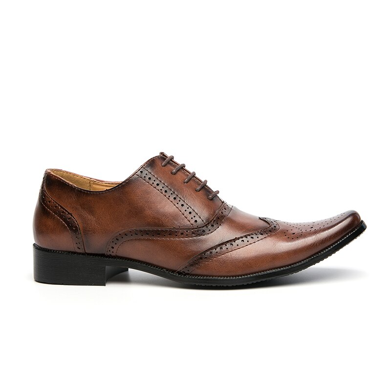 FIXSYS Mens Dress Shoes Pointed-toe Oxford Shoes Leather Brogue Shoes Classic Business Formal Shoes Man Wedding Shoes