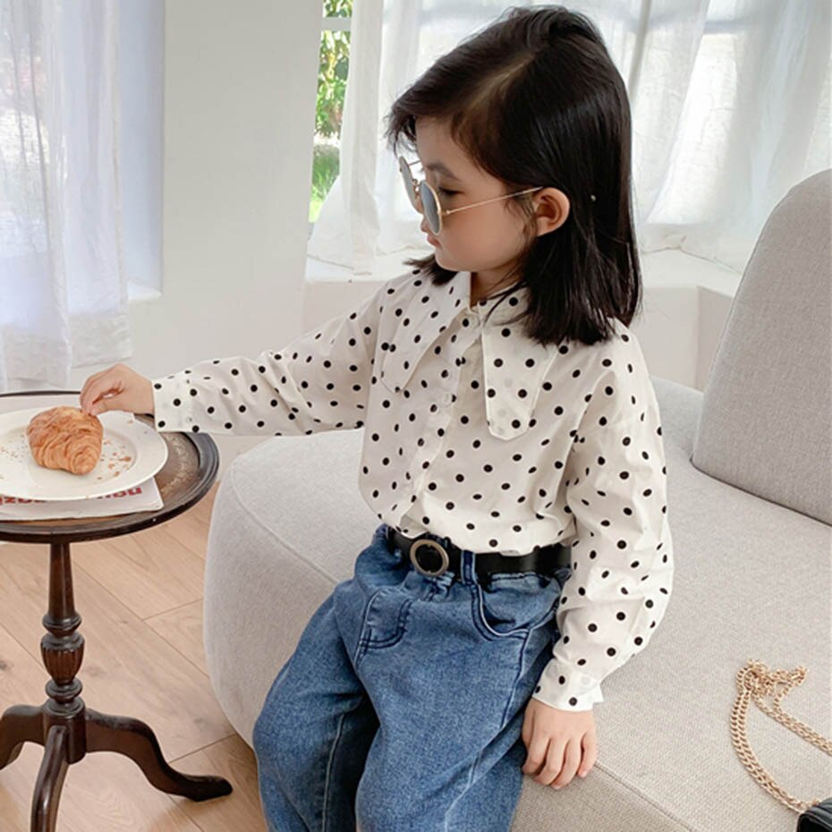 Blusa para niña bebé de lunares, camisas para niña, blusa de estilo informal, ropa para niña, Otoño e Invierno