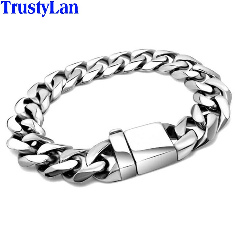 Polished 316L Stainless Steel Hand Chain Link Mens Bracelet Male Jewelry Classic Casting Process Bracelets Bangles Armband
