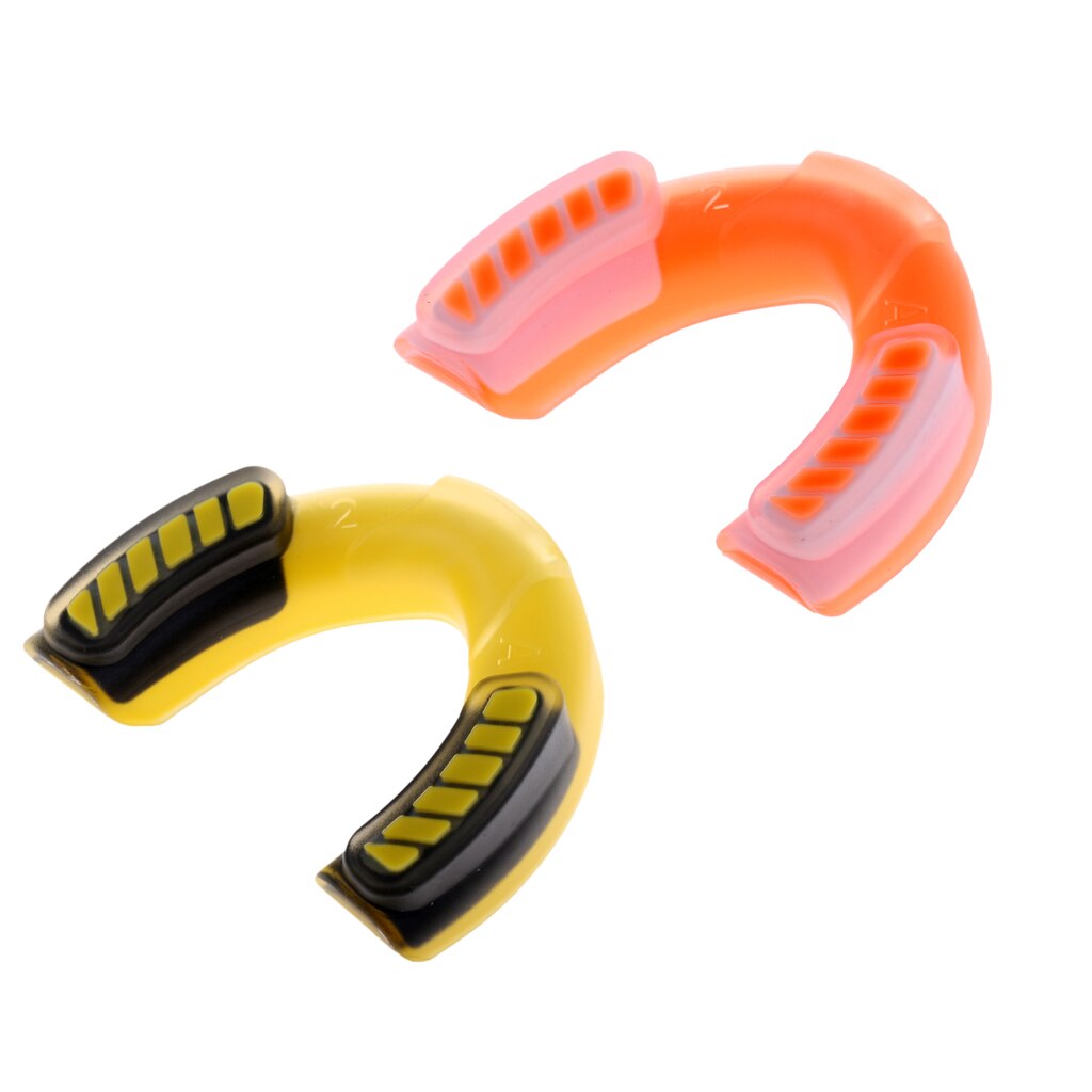 2 Stuks Multi-Sport Mond Guards-Oranje, Geel Gum Shield Sport Beschermende Veiligheid Gear Met Draagtas