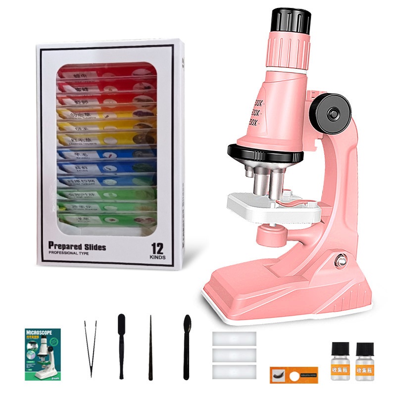 Kit de microscopio para niños 200x 600x 1200x, juguete de tallo de ciencia biológica, microscopio de bolsillo educativo para escuela y hogar con luz LED