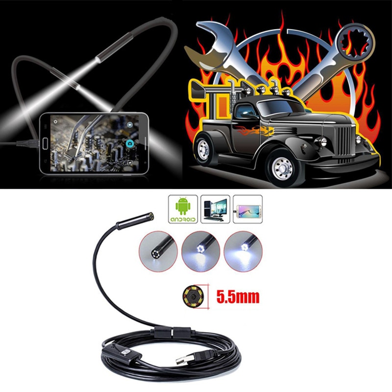 Caméra Endoscope industriel Semi rigide, objectif 8mm P, câble 720 m 5m, Endoscope industriel, pour téléphone, Android, Windows, PC