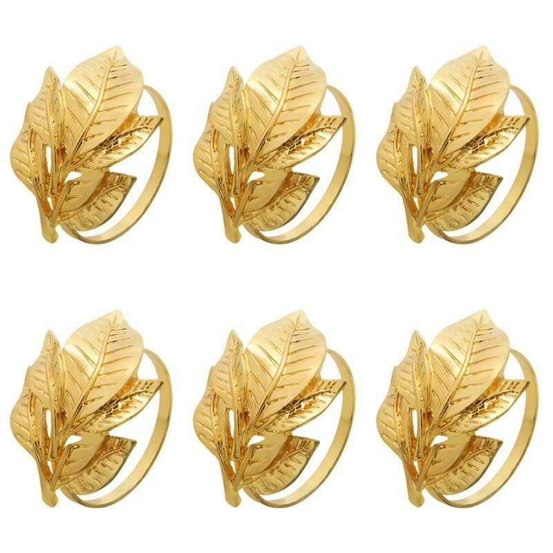 12pcs/set Metal Tree Leaf Napkin Rings Napkin Holder Napkin Button Napkin Buckle Wedding Party Table Decoration And Accessories