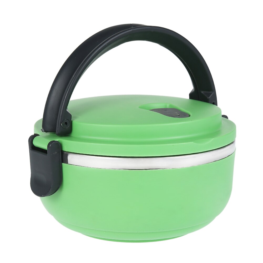 1Layer Rvs Isolerende Thermische Lunchbox Bento Kantoor Servies Picknick Voedsel Opslag Container Lekvrij Thermos Lunchbox: green