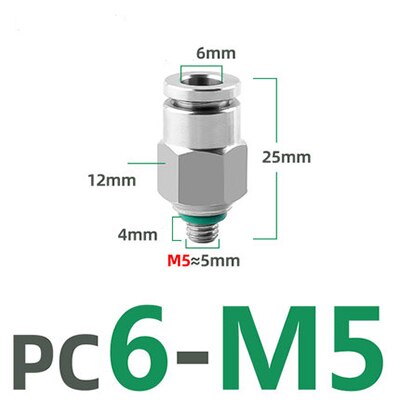 PC 1/8" 1/4" 3/8" 1/2" BSP external thread 304 stainless steel pipe pneumatic quick coupling trachea hose quick coupling: PC6-M5