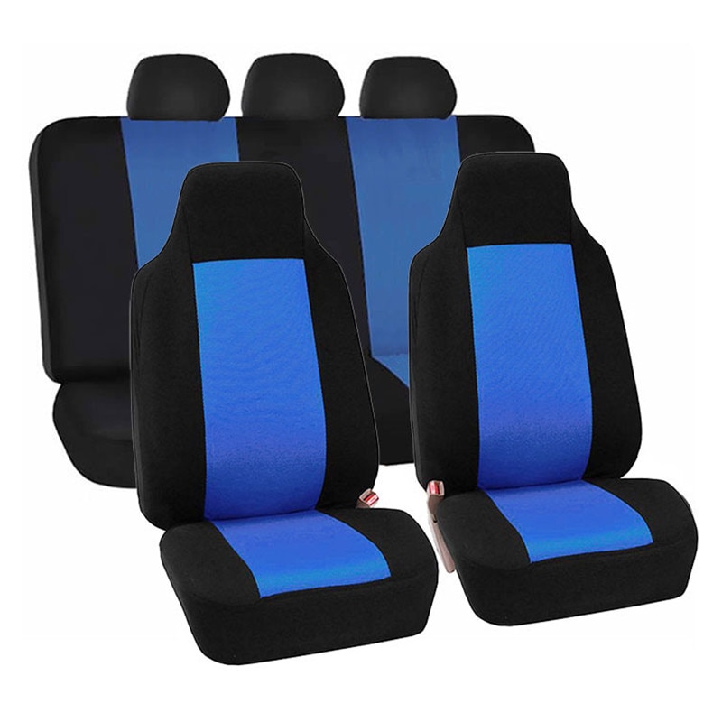 Car Seat Cover Airbag Compatible Ventilation Cloth Seat Protector Cushion Autos Universal Interior Accessories Fit Most Cars: 5 seats black blue