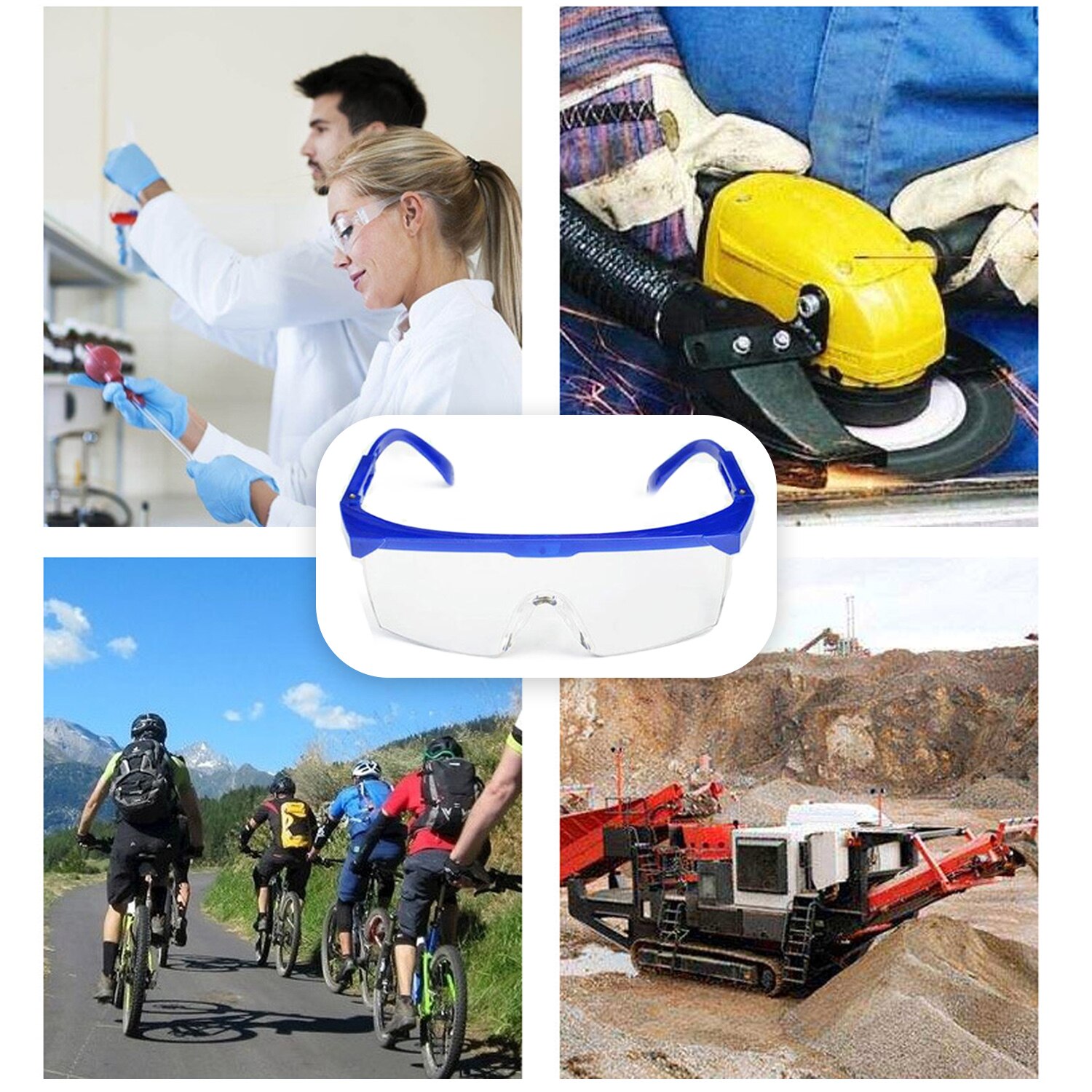 1pcs Adjustable Anti Dust Splash Fog Protective Eyewear Goggles Safety Eyeglasses for Workplace Office Laboratory Personal Use