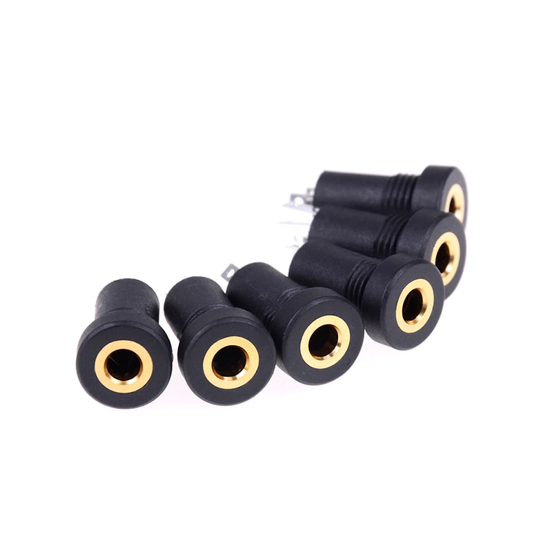2pcs 3.5MM Audio Jack Socket 3 Pole Black Stereo Solder Panel Mount Gold With Nuts Connector