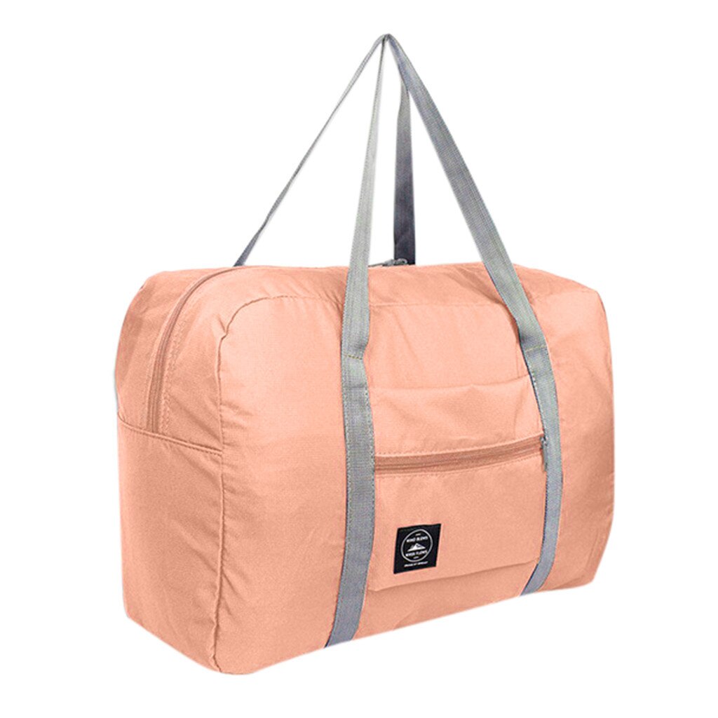 Wasserdichte Nylon Reisetaschen Frauen Männer Große Kapazität Klapp Duffle Tasche Organizer Verpackung Würfel Gepäck Wochenende Tasche: Pink 