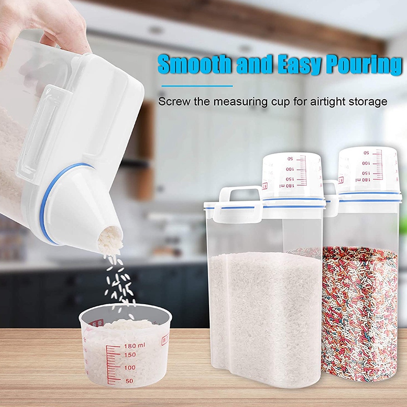 Rice Cereal Container Storage - Airtight Dry Food Rice Container Storage Plastic Small Rice Dispenser with Measuring Cup