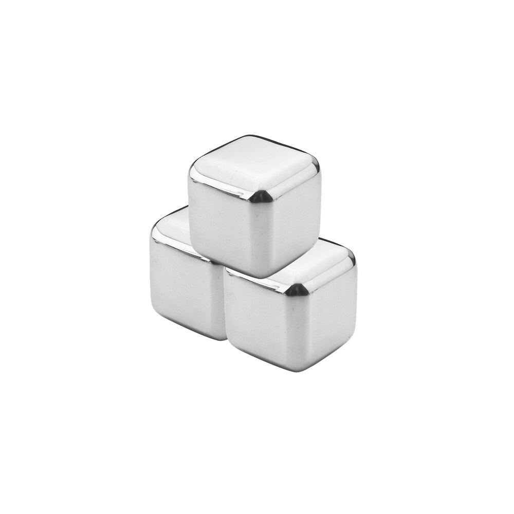 Mehrweg Kühler 304 Edelstahl Eiswürfel Whisky Steine mit Zangen für Whisky Wein und Cocktail Bar Utensilien Set Beste: 3Pcs
