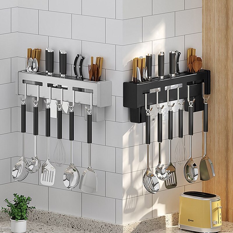Rack Free Punching Rack Knife Holder Chopstick Holder Household Multi Functional Wall-Mounted Knife Holder Storage Rack Assembly