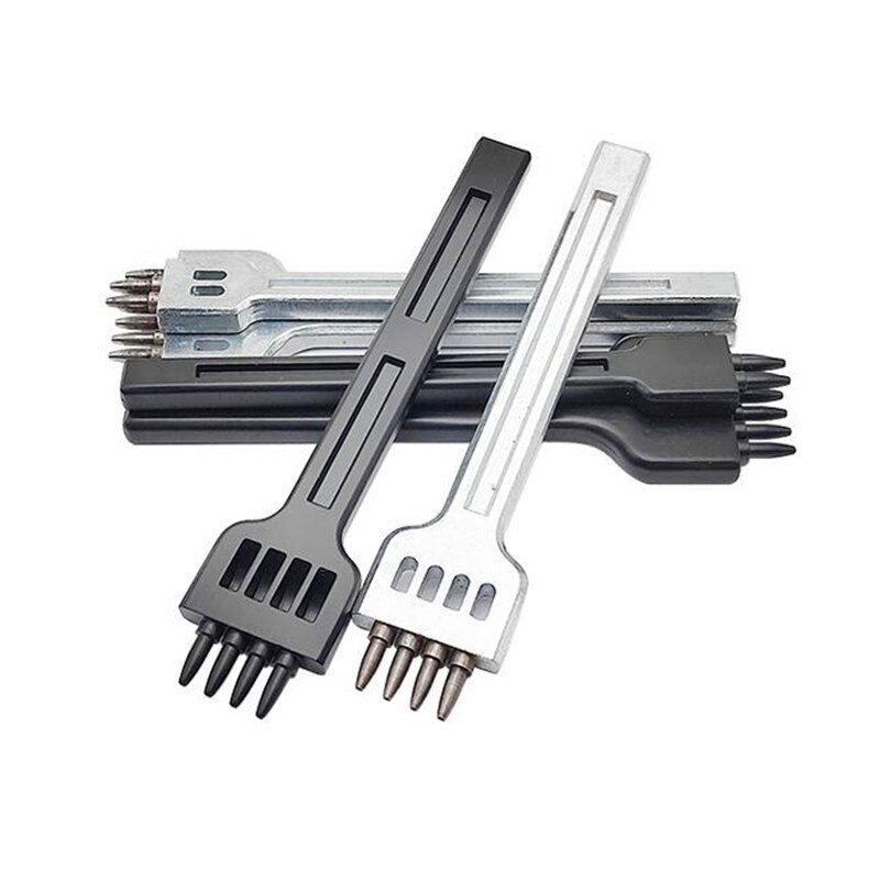 Advanced Leather Row Punch 3/4/5/6mm Spacing Hole Leather Bag Round Punching Electroplating Leather Carving Punchs Set