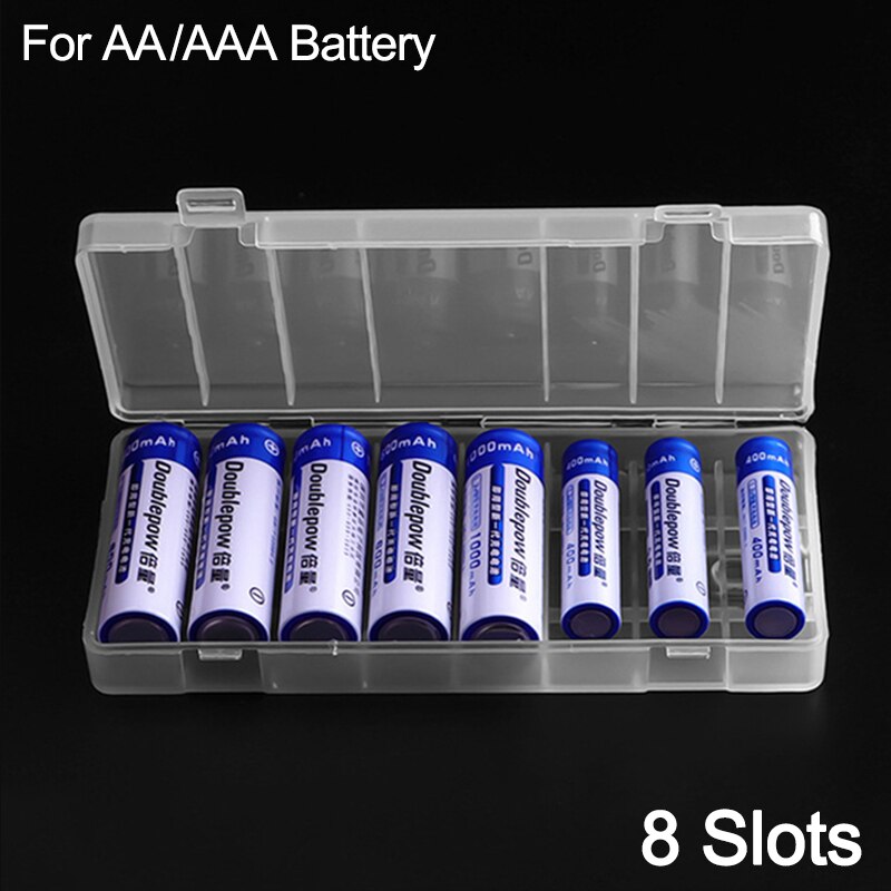 Battery Case for AA/AAA Plastic Cover Battery Holder Storage Box for 2 4 8 Slots AA AAA Rechargeable Battery Container Organizer: For 8x AA AAA