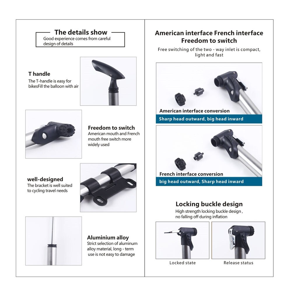 Bicycle Pump Mini Portable MTB Road Bike Pump Cycling High Pressure Cycling Air Pumps