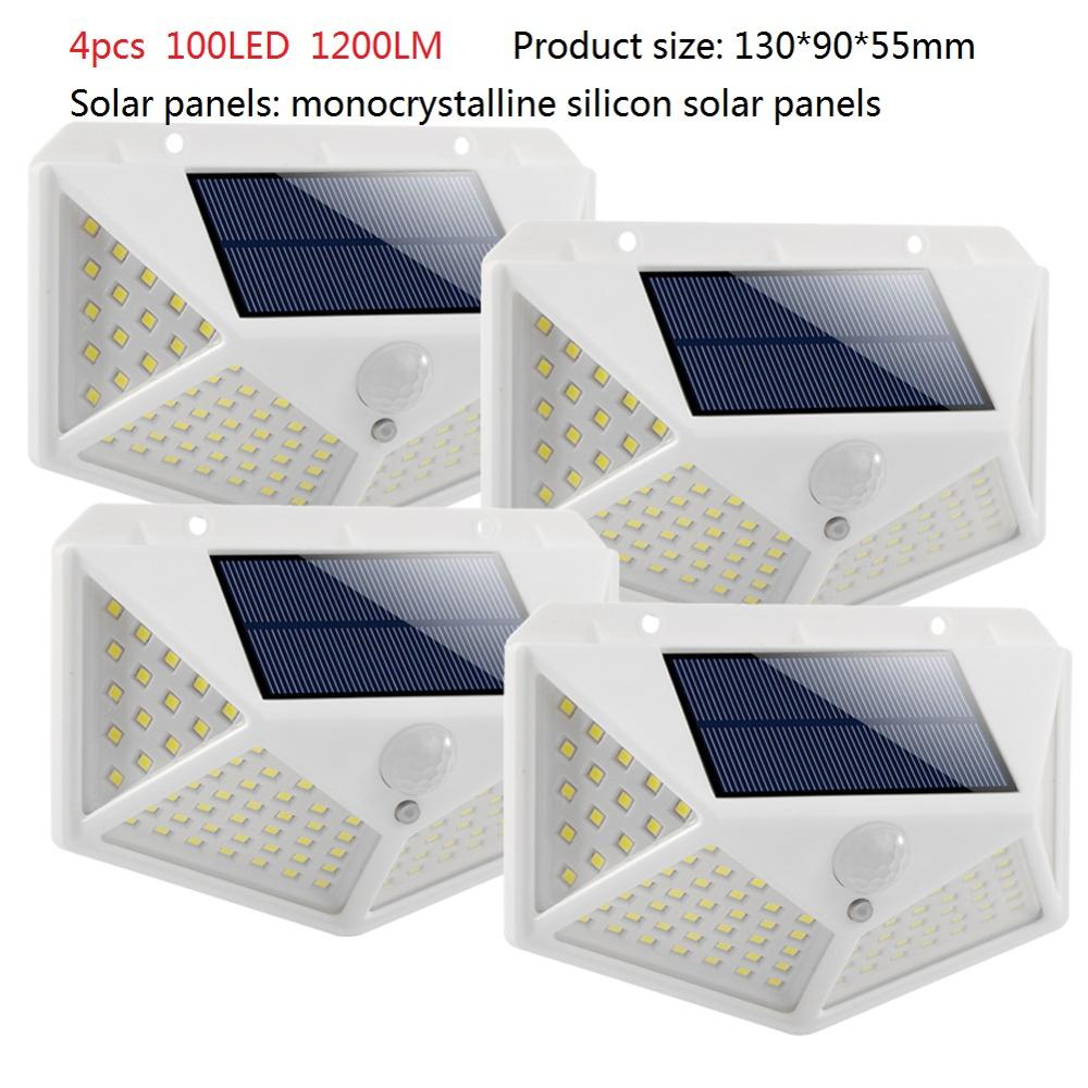 100/114 ledet lys firesidig solcellelys 3 moduser vinkelbevegelsessensor vegglampe utendørs vanntette hagelamper hvit