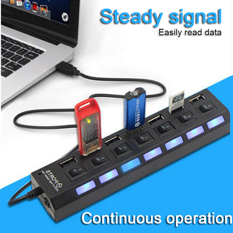 Usb-keskitin 2.0 moni usb-portti 4/7 -porttia keskitin usb nopea hab-sovitin on/off-kytkimellä usb-jakaja pc-tietokoneelle