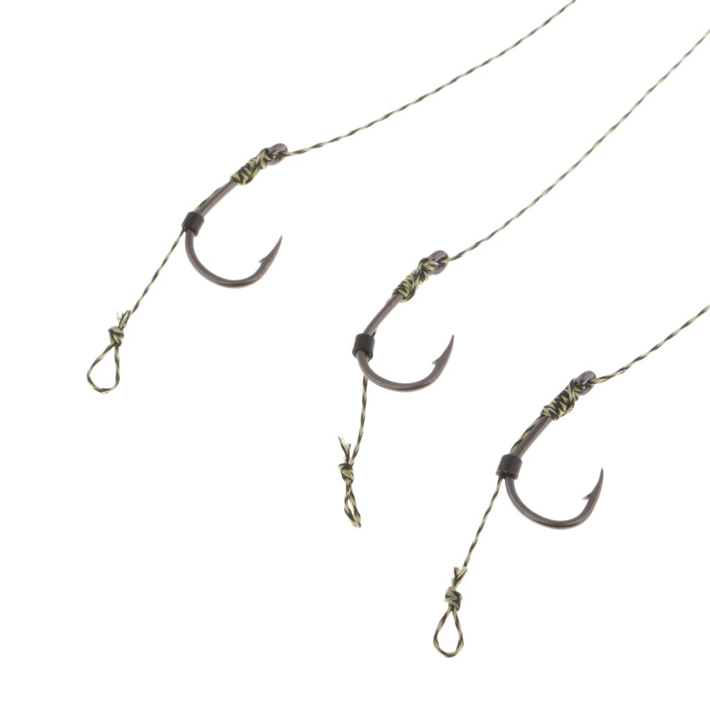 3Pcs/set Pre Tied Carp Fishing Rigs + 1pc Boilie Bait Stops + 1pc Bait Needle Terminal Tackle