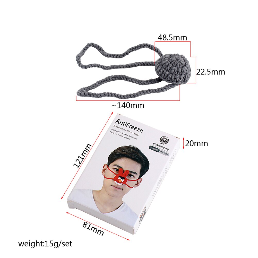 1pc nesevarmere personlighet håndlaget ullvevende nesemaske hold nesen varm frostvæske unisex pustende maske (grå): Grå