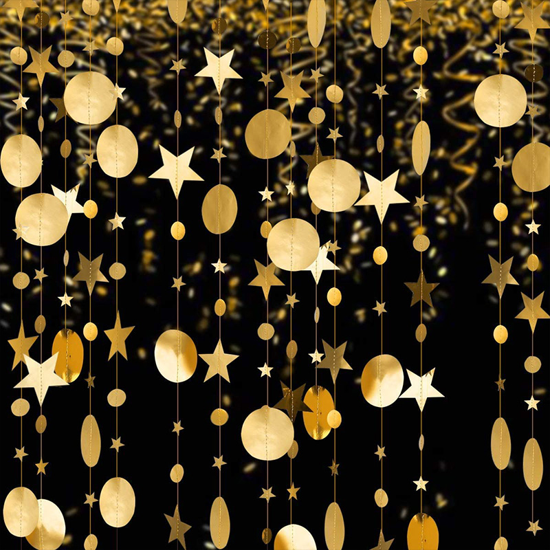4M Champagner Gold Glitzer Stern Runde Papiergirlande Geburtstag Hochzeit Bachelorette Party Dekorationen Jahrestag Hintergrund Dekor: dunkel khaki