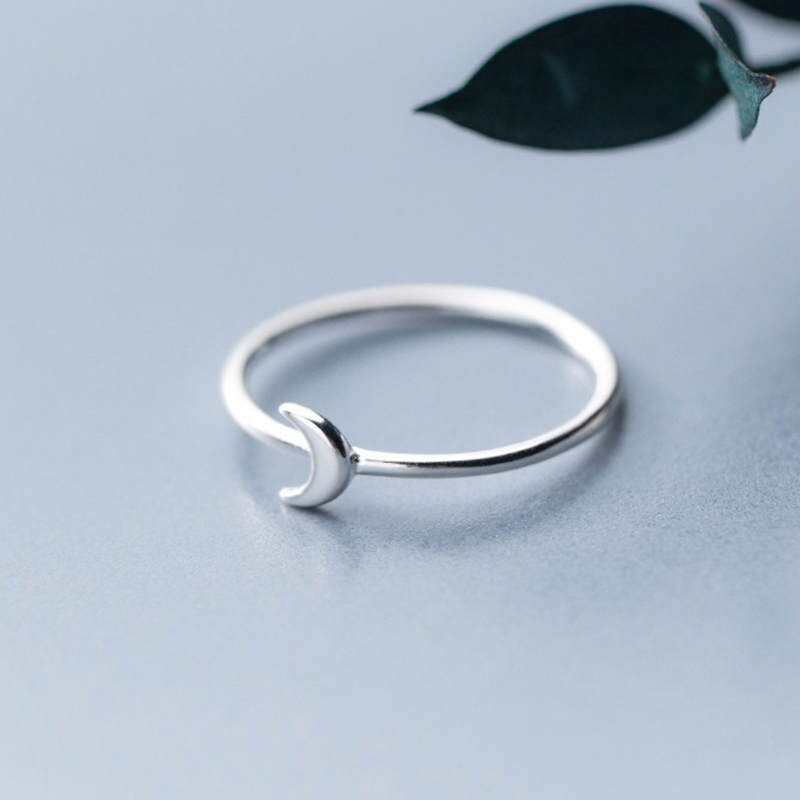 INZATT-Anillo de Luna minimalista para mujer, Plata de Ley 925% auténtica, para de cumpleaños, clásico bonito, joyería geométrica, accesorios