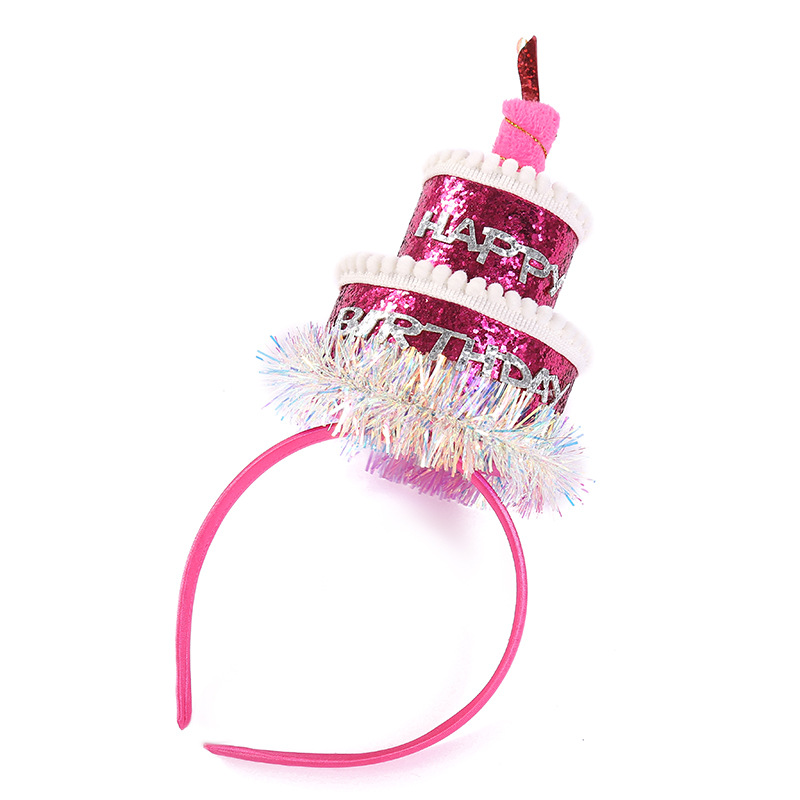 Diadema de feliz cumpleaños para niña y mujer, diadema para pastel, corona para , accesorios para el cabello, rosa brillante, roja