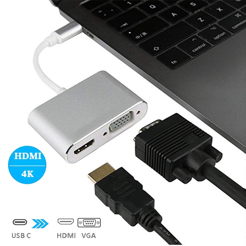 Estación de acoplamiento USB tipo C para ordenador portátil, adaptador USB tipo C HDMI VGA, para MacBook Air Pro Dell XPS Hp Elitebook Lenovo Thunderbolt 3