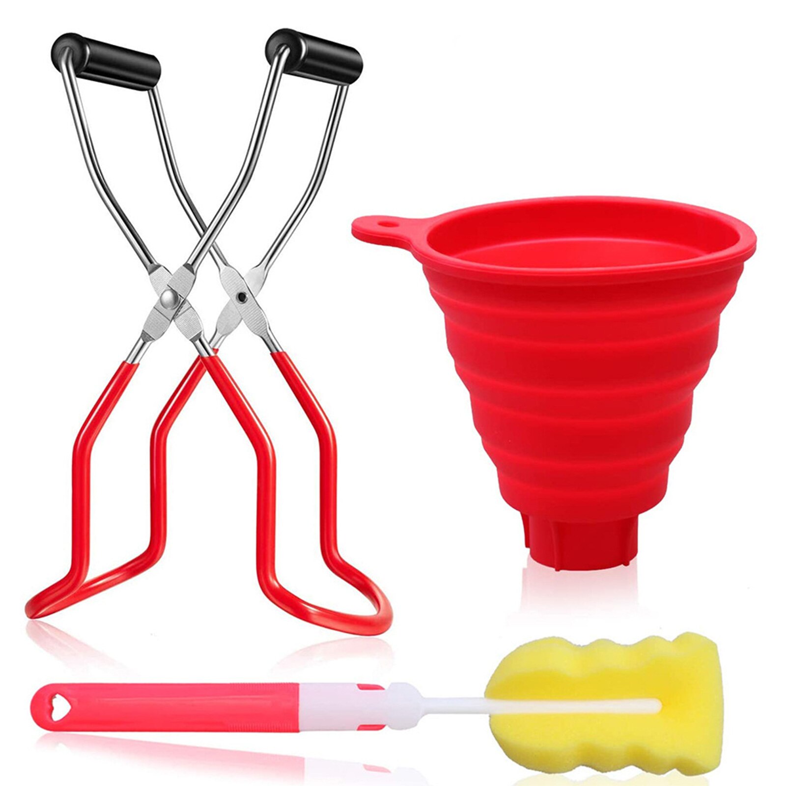 AA Canning Kits Kitchen Utensils Anti-scalding Dish Clamp Collapsible Funnel Sponge Brush Canning Supplies: B
