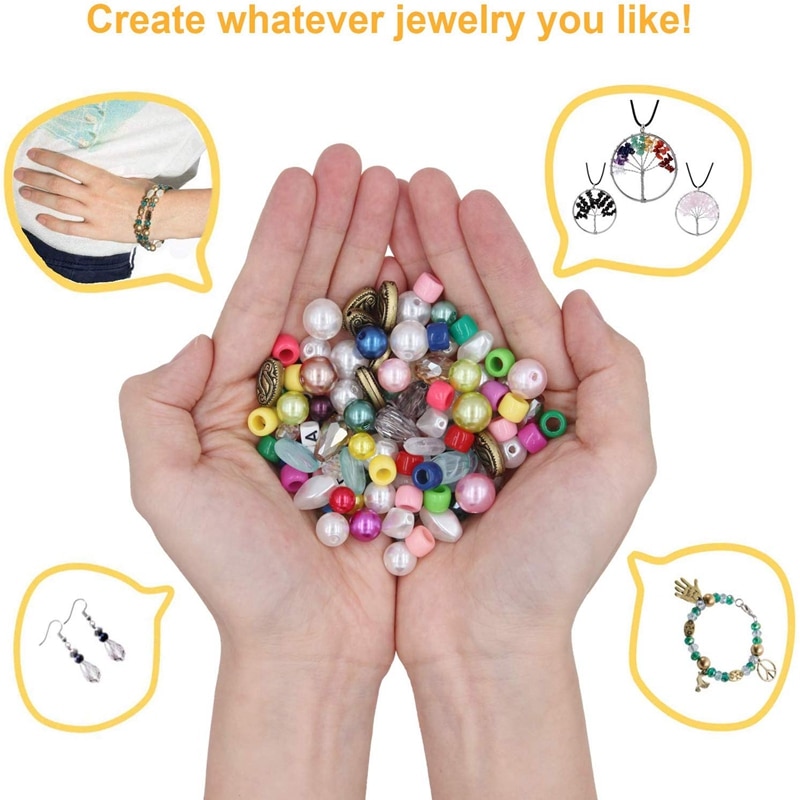 Smykkefremstillingssæt smykkerfremstillingsværktøjssæt inkluderer perledråd til armbånd og perleperler spacerperler smykker