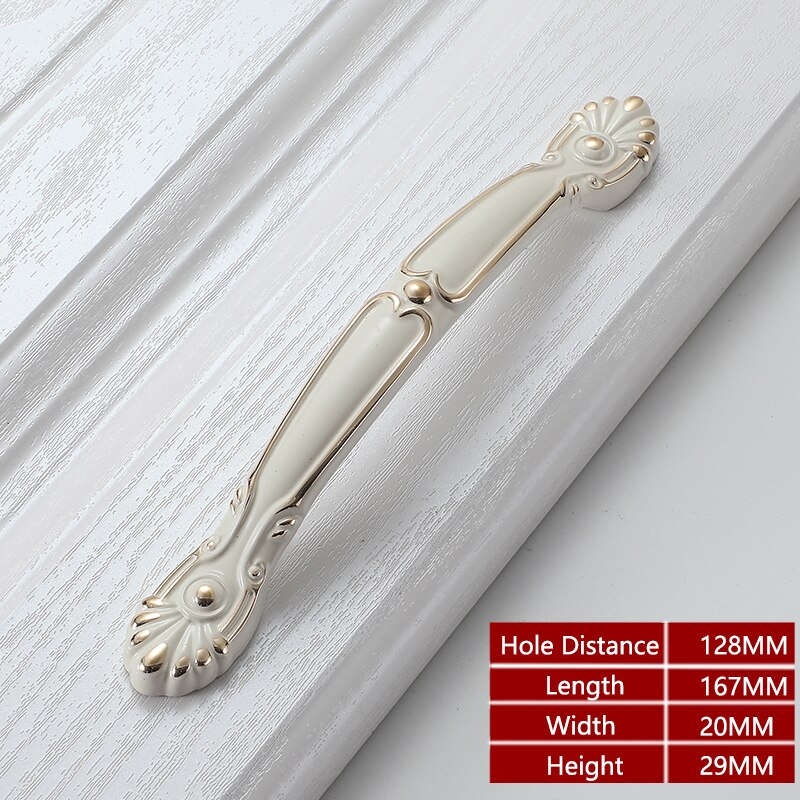Yutoko lvory vita dörrhandtag och knoppar för skåp köksskåp zinklegering möbelhandtag byrå låda skåp handtag: 375-128mm