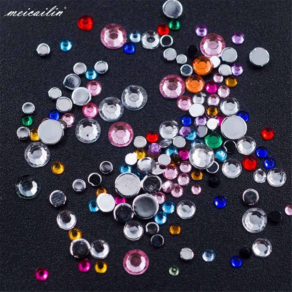 Mix Maten 1440 Stks/pak Crystal Clear AB Plaksteen Nail Steentjes Voor Nagels 3D Nail Art Decoratie