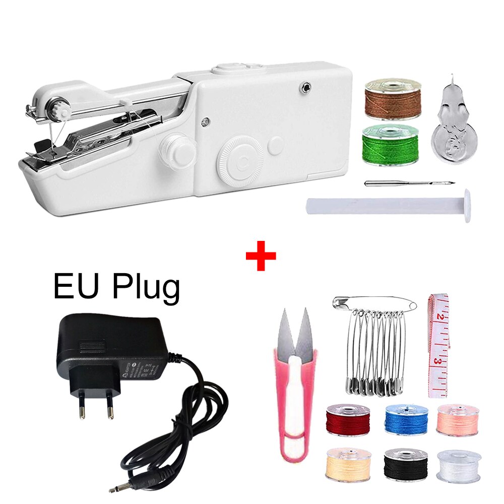 Bærbar mini hånd symaskin husholdning håndholdt symaskin elektrisk søm håndarbeid sett for diy klær søm