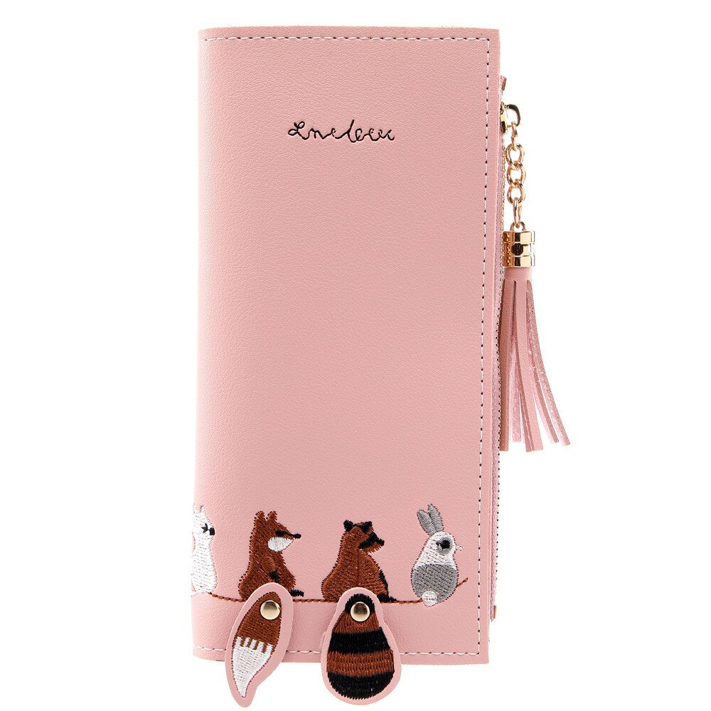 Mulheres Gato Raposa Carteira Longa Tassel Coin Purse Cartão Titular Do Cartão de Titulares de Cartão de Bolsa de Negócios Pacote Визитница #15: Pink 