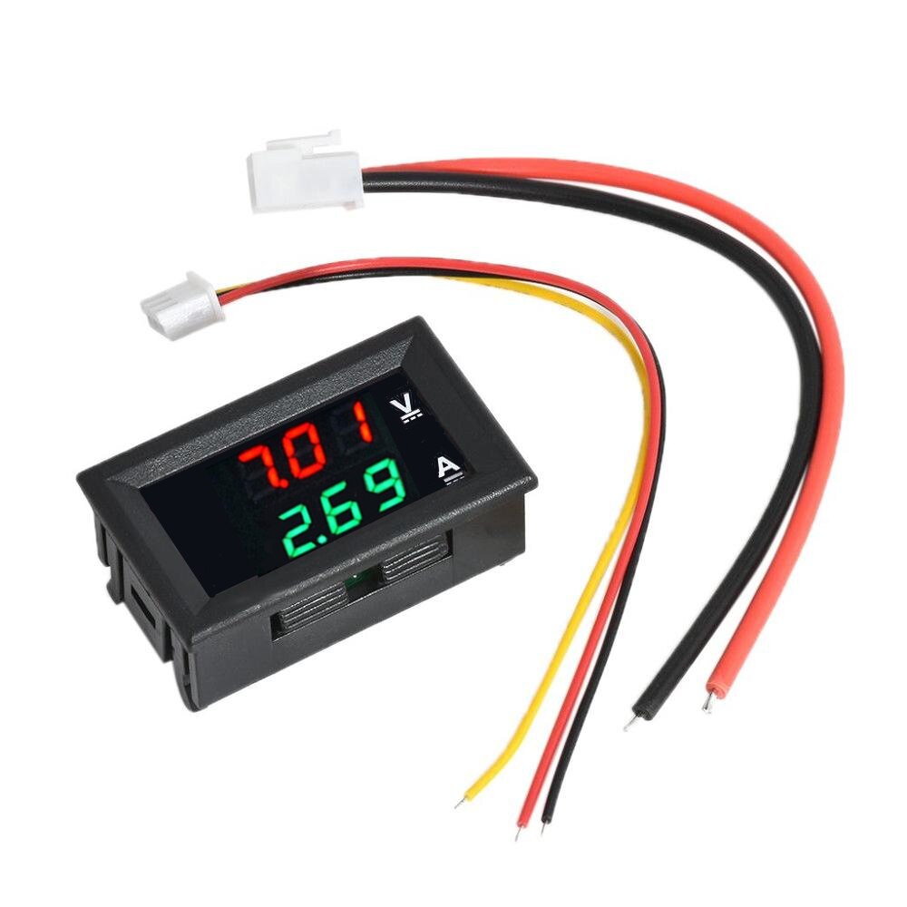 Dc 100v 10a voltmeter amperemeter blå + rød led forstærker dobbelt digital volt meter gauge: 10a- rødgrøn