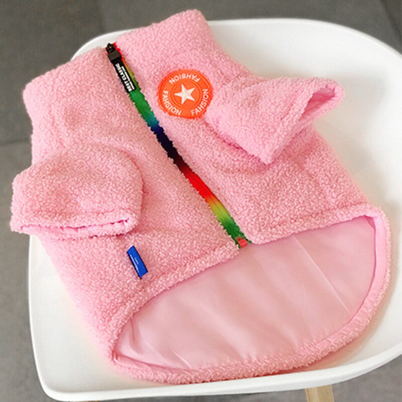Pug francés ropa para Bulldog perro chaqueta de abrigo de lana de perro mascota ropa de perros abrigados en invierno mascotas ropa para perros con capucha ropa para mascotas: Rosa / XL