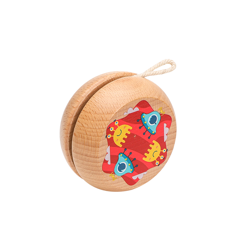 1Pc Small Size Children Wooden Yo-yo Ball Colorful Different Pattern Funny Toys Kids Classic Rope Toys Hand Trainning Kid: 16