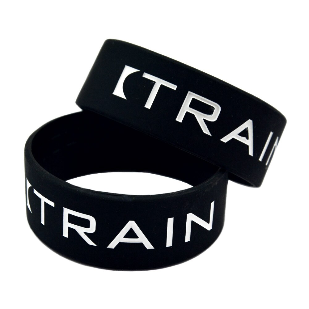 1PC Train Hard Motivational Silicone Wristband 1 Inch Wide Black